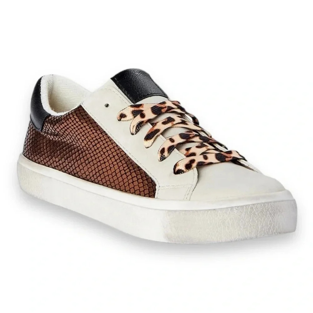 SCOOP Women's Metallic Snake Skin Embossed Low-Top Sneakers Size 8β | EUC